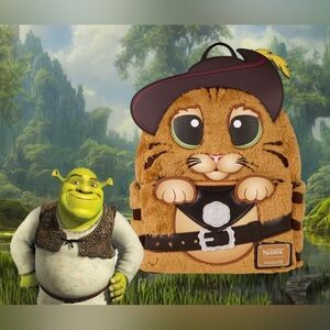 Loungefly Shrek Puss in Boots Plush Cosplay Mini Backpack NWT